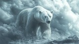 majestic polar bear in arctic storm