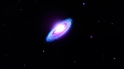 Wall Mural - Explore the stunning visuals of a spiral galaxy illuminated by bright colors against a dark backdrop. Distant stars twinkle in the cosmic ocean of space, showcasing the wonders of the universe