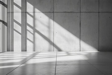 Poster - Sunlight casting shadows in empty concrete room