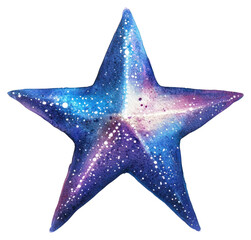 Wall Mural - png star shape in watercolor style watercolor galaxy illustration.