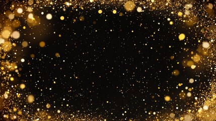 Poster - Golden glitter frame on black background. (1)