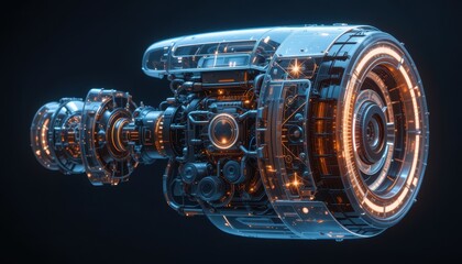 Poster - Futuristic Engine Concept with Neon Lights and Intricate Details