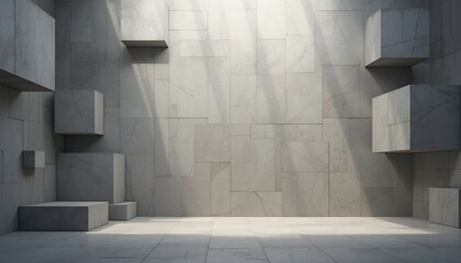 Poster - Abstract minimalist interior design studio space photography contemporary environment high angle view modern aesthetics