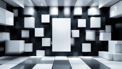 Poster - Dynamic abstract geometry exploration modern studio 3d art minimalist design aerial perspective creative innovation