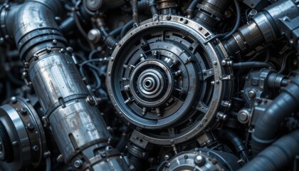 Poster - Detailed Close-up of Industrial Mechanical Components and Systems
