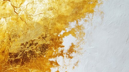 Leinwandbilder - Abstract gold and white textured art painting.