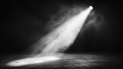 Poster - Spotlight beam cutting through dark smoky room, illuminating floor.