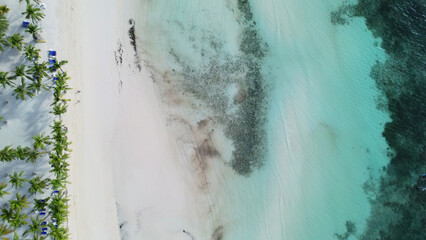 Wall Mural - aerial top view of beautiful tropical sandy beach