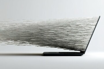 Poster - Creative visualization of data flow from a laptop in a modern art style depicting digital transformation