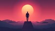 © Royal - Minimalist illustration of a businessman walking up stairs to success at dawn