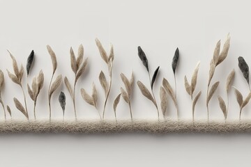 Aufkleber - Textured botanical arrangement with elegant, delicate shapes resembling natural flora and subtle color variations