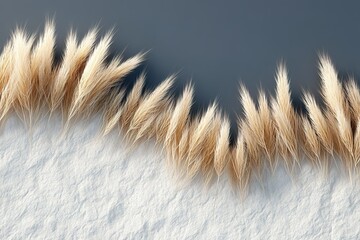 Poster - texture of soft white and beige fur blending against a gray background in a creative artistic compos