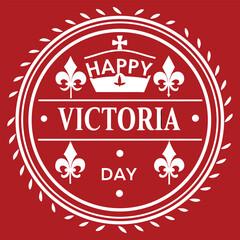 Poster - Festive Victoria Day Insignia with Maroon Backdrop & Elegant Flourishes