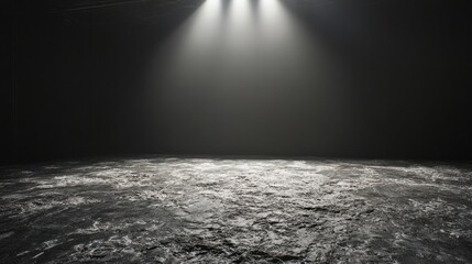 Poster - Three spotlights illuminate a textured dark surface.