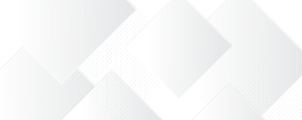 Poster - white abstract square shape geometric line pattern background design. white and gray overlap triangl