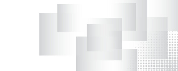 Poster - white abstract square shape geometric line pattern background design. white and gray overlap triangl