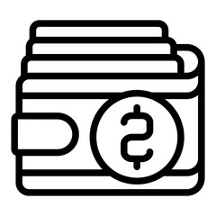Poster - Wallet with credit cards line icon, finance concept. Vector graphics. Purse with coin, money sign on white background, style mobile or design.