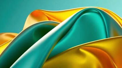 Poster - elegant teal and gold fabric draping smooth composition showcasing luxury, sophistication, and textu