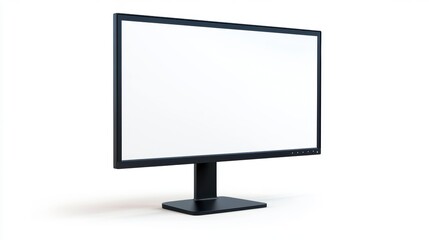 Poster - Modern black computer monitor with blank white screen isolated on white background.