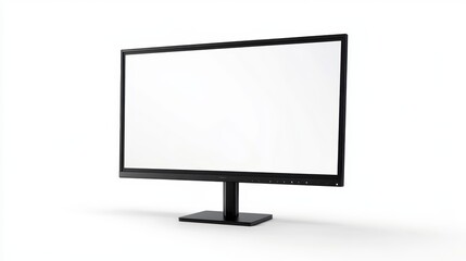 Aufkleber - Modern black computer monitor with blank white screen isolated on white background. (1)