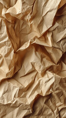 Poster - Brown crumpled paper texture, showing creases and folds, creating a rustic and textured background ideal for design projects or as a backdrop