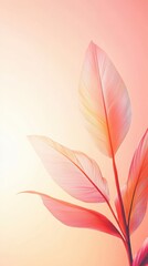 Poster - Delicate Pink Leaves Against a Soft Peach Gradient Background, Nature Photography, Floral Abstract