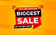© oneflock - Biggest sale banner. Biggest sale of the year banner. Sale and discounts Biggest sale, Promotion special marketing poster design for digital and print market.