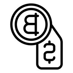 Poster - Coin and dollar price tag line icon, finance concept. Vector graphics. Badge with coin, tag sign on white background, style mobile or design.