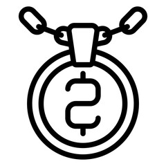Poster - necklace with coin line icon, money concept. vector graphics. coin pendant sign on white background,