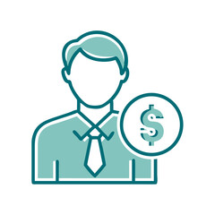 Poster - Financial advisor showing monetary symbol in a simple icon  