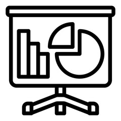 Poster - Presentation with diagram pie line icon, financial advice concept. Vector graphics. Money graph, whiteboard sign on white background, style mobile or design.