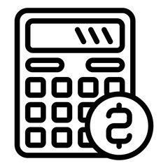 Poster - calculator with coin line icon, financial advice concept. vector graphics. counting money, tool sign