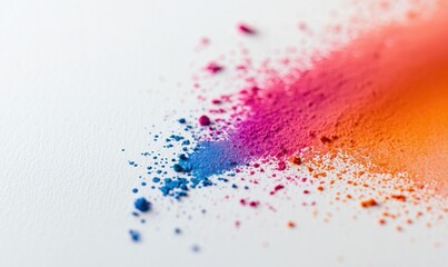 Poster - A burst of vibrant colors created by an explosion of pigment on a clean white surface.