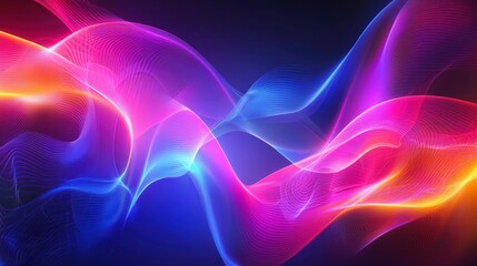 Poster - A vibrant and dynamic abstract composition of flowing lines in bright colors.