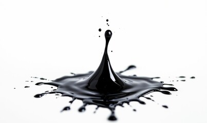 Poster - A dynamic black ink splash creates an abstract pattern against a clean white backdrop.