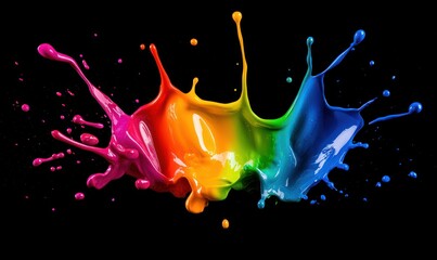 Poster - A dynamic burst of rainbow paint colors erupts, creating an artistic and visually striking splash.