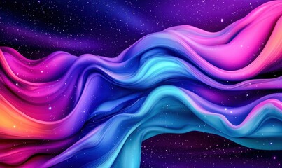 Poster - A mesmerizing abstract background featuring vibrant wavy lines under a dazzling starry sky.