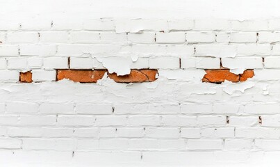 Poster - A white painted brick wall with peeling paint reveals the original brick, creating a textured surface.