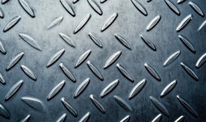 Poster - A closeup of a sturdy metal diamond plate flooring presents a rugged and textured industrial surface.