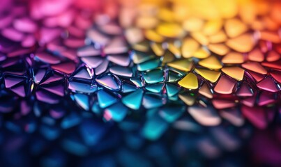 Poster - A captivating close-up of vibrant, triangular tessellations creating a mesmerizing rainbow gradient.