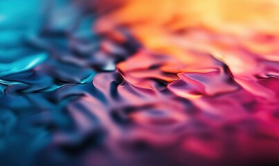 Poster - Abstract waves of vibrant orange, pink, and blue blend to form a dynamic and colorful design.