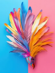 Poster - a colorful decorative parrot crafted with diverse vibrant feathers
