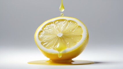 Aufkleber - Fresh lemon juice cascading on a white backdrop. Clipping path.