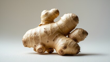 Poster - Medicinal herb concept with fresh ginger on a white surface