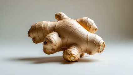 Poster - White background featuring fresh ginger, herbal health concept