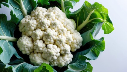 Poster - White background featuring fresh cauliflower. Clipping path.