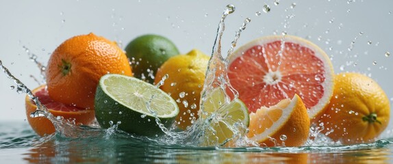 Poster - Juicy fruit with water spray