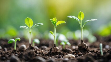 Poster - Vibrant green sprouts emerging with a soft-focus background, text space available