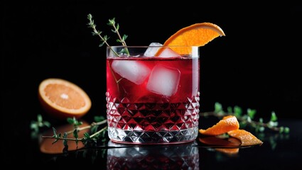 Poster - Colorful alcohol drink with fruits set on a dark background