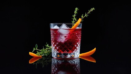 Poster - New fruity alcohol cocktail on a dark backdrop